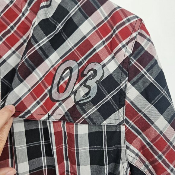 Harley-Davidson Shirt Mens Medium Plaid Eagle Patch Motor Clothes Western - Picture 10 of 16